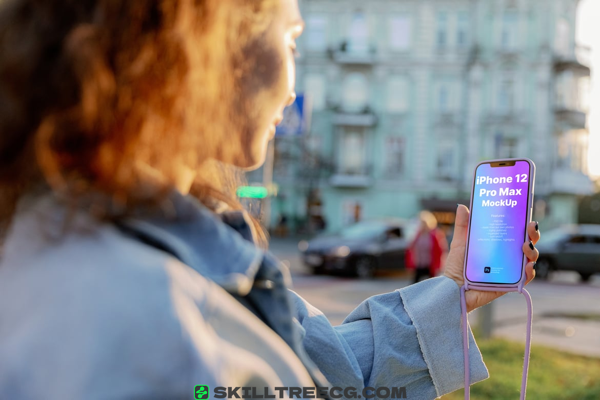 Mockup template: iPhone 12 Pro Max in woman's hand（488922）-技能树
